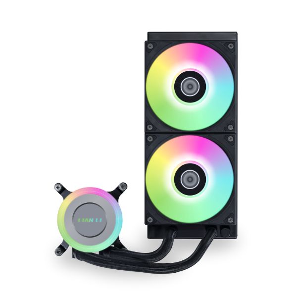 Lian Li Galahad II Lite 240MM RGB Black RGB Fans–AIO CPU Water Cooling, Customizable ARGB Pump Block, Low Noise Hydraulic Bearing, Switchable Lid & 28mm PBT Fan for LGA 1700/1851/AM5/4 Liquid Cpu Cooler