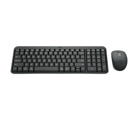 Black keyboard and mouse set on a white background