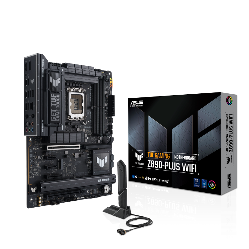 ASUS TUF Gaming Z890-PLUS WiFi Socket Intel LGA 1851 Ultra Processors (Series 2) (ATX, PCIe 5.0, DDR5, DisplayPort, HDMI, Thunderbolt 4, 4X M.2, WiFi 7, Q-Release, Aura Sync)