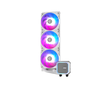 MSI MAG Coreliquid A13 360 White - AIO ARGB CPU Liquid Cooler - 360mm Radiator - LGA 1700/1851 / AM5/AM4 Compatible - Triple 120mm ARGB PWM Fans, White