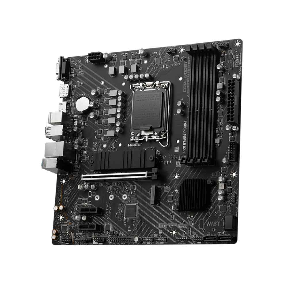 لوحة أم MSI PRO B760M-P DDR4 ProSeries LGA 1700، DDR4، PCIe 4.0، M.2، Gbps LAN، USB 3.2 Gen2، mATX
