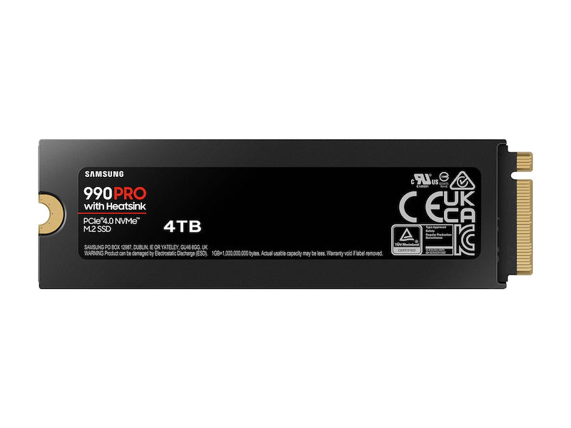 Samsung 990 Pro 4TB solid-state drive on a white background