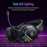 Gaming headset with RGB lighting on a dark background