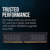 PNY 16GB DDR4 DRAM 3200MHz CL22 (Compatible with 2666MHz, 2400MHz or 2133MHz)
