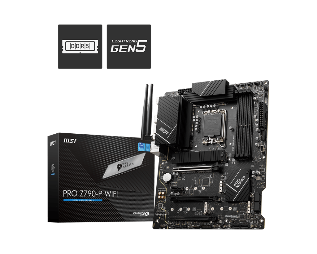 MSI PRO Z790-P WiFi DDR5 Memory Boost 7000+MHz/OC Supports Intel 12th and 13th Gen Core Processors, LGA 1700 DrMOS,PCIe 5.0 and 4.0 x16, 4 x M.2 Gen4, Wi-Fi 6E, 2.5G LAN, ATX