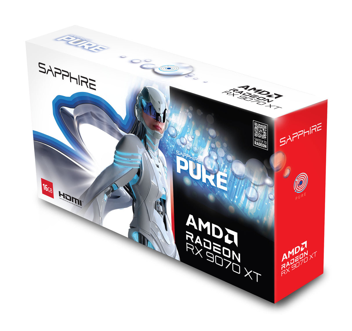 SAPPHIRE PURE AMD Radeon RX 9070 XT GPU – 16GB GDDR6, 20 Gbps, Boost Clock Up to 3010 MHz, 4096 Stream Processors, AMD RDNA™ 4 Architecture, and 64 Ray Accelerators