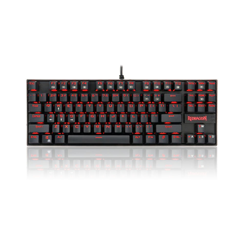 Redragon K552 KUMARA Mechanical Gaming Keyboard - RED Switch - Rainbow Backlight - 87 Key TKL Size - Arabic/English Keys|| Black