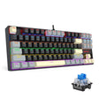 Mechanical keyboard with RGB lighting and a separate switch on a white background
