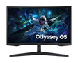 Samsung Odyssey G5 monitor with an astronaut graphic on a white background