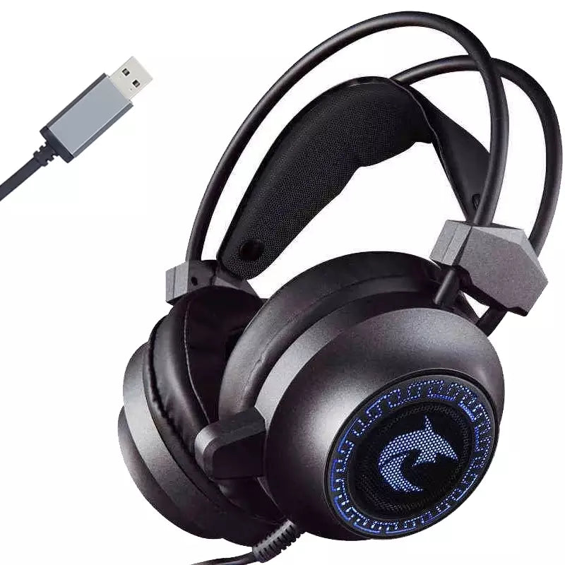 Shark H500 USB 7.1 Surround Sound Gaming Headset With Microphone And LED Light Black/Blue