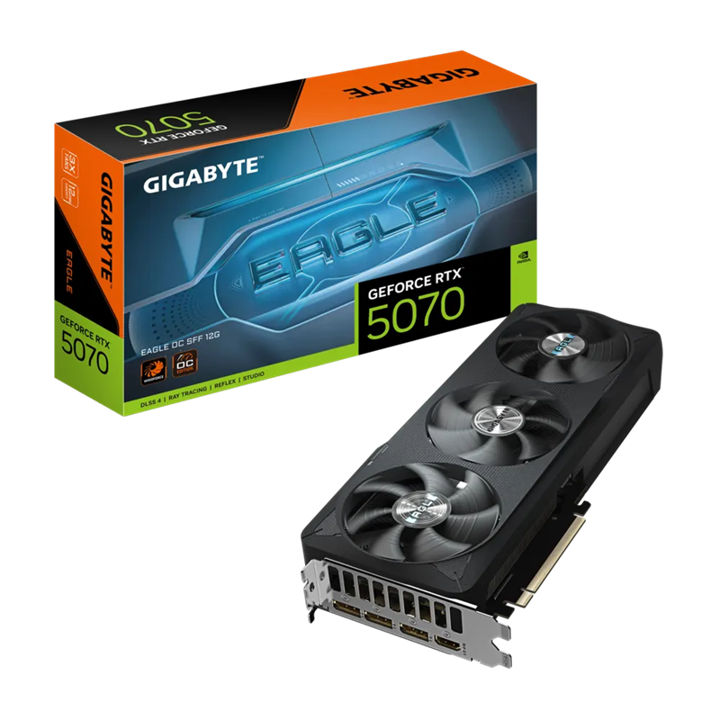 Gigabyte GeForce RTX 5070 Eagle OC SFF 12G Graphics Card - 12GB GDDR7, PCI-E 5.0, 3 x DP 2.1a, 1 x HDMI 2.1b, NVIDIA DLSS 4