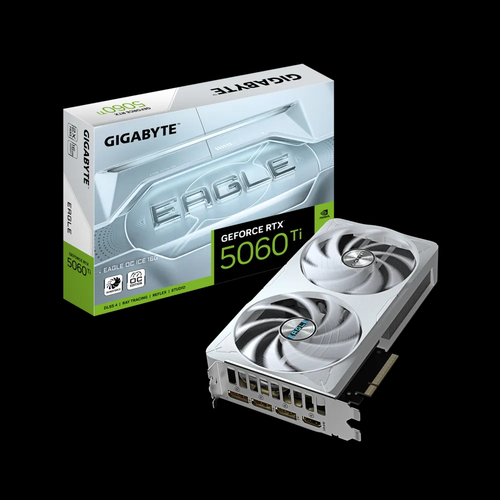 بطاقة الرسومات GIGABYTE GeForce RTX™ 5060 Ti EAGLE OC ICE سعة 16 جيجابايت