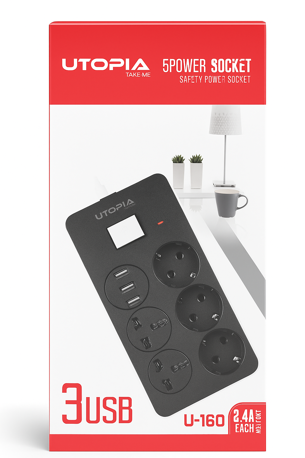 Utopia U-160: The Ultimate Surge-Free Power Strip with Fast USB Charging