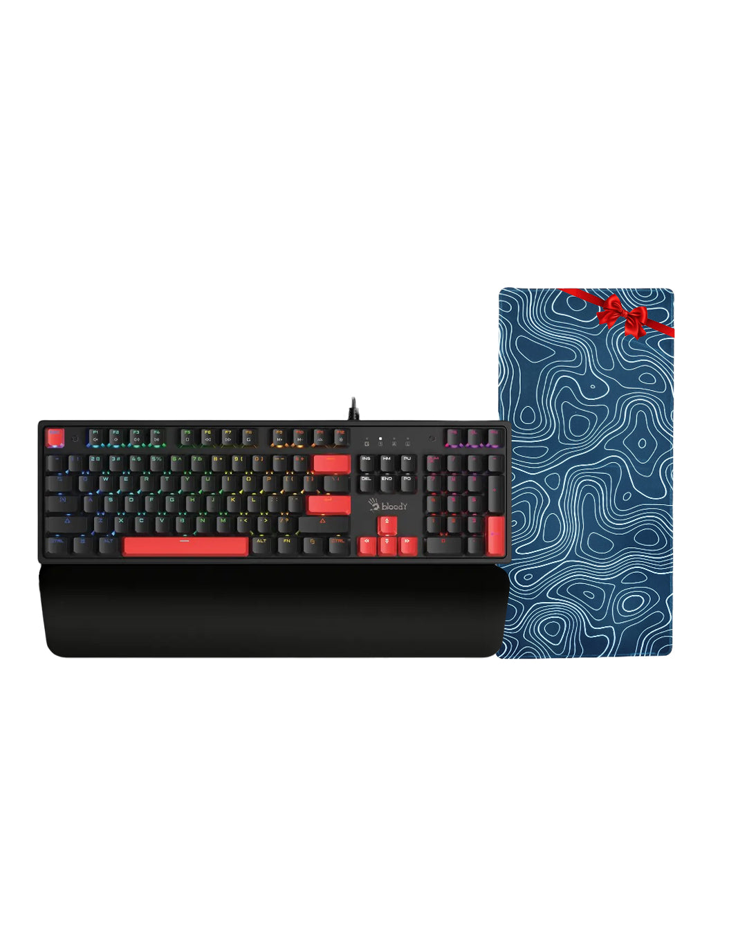 Gaming Bundle | Bloody S525N Hot-Swappable RGB Mechanical Keyboard | 40x90cm Gaming Mouse Pad
