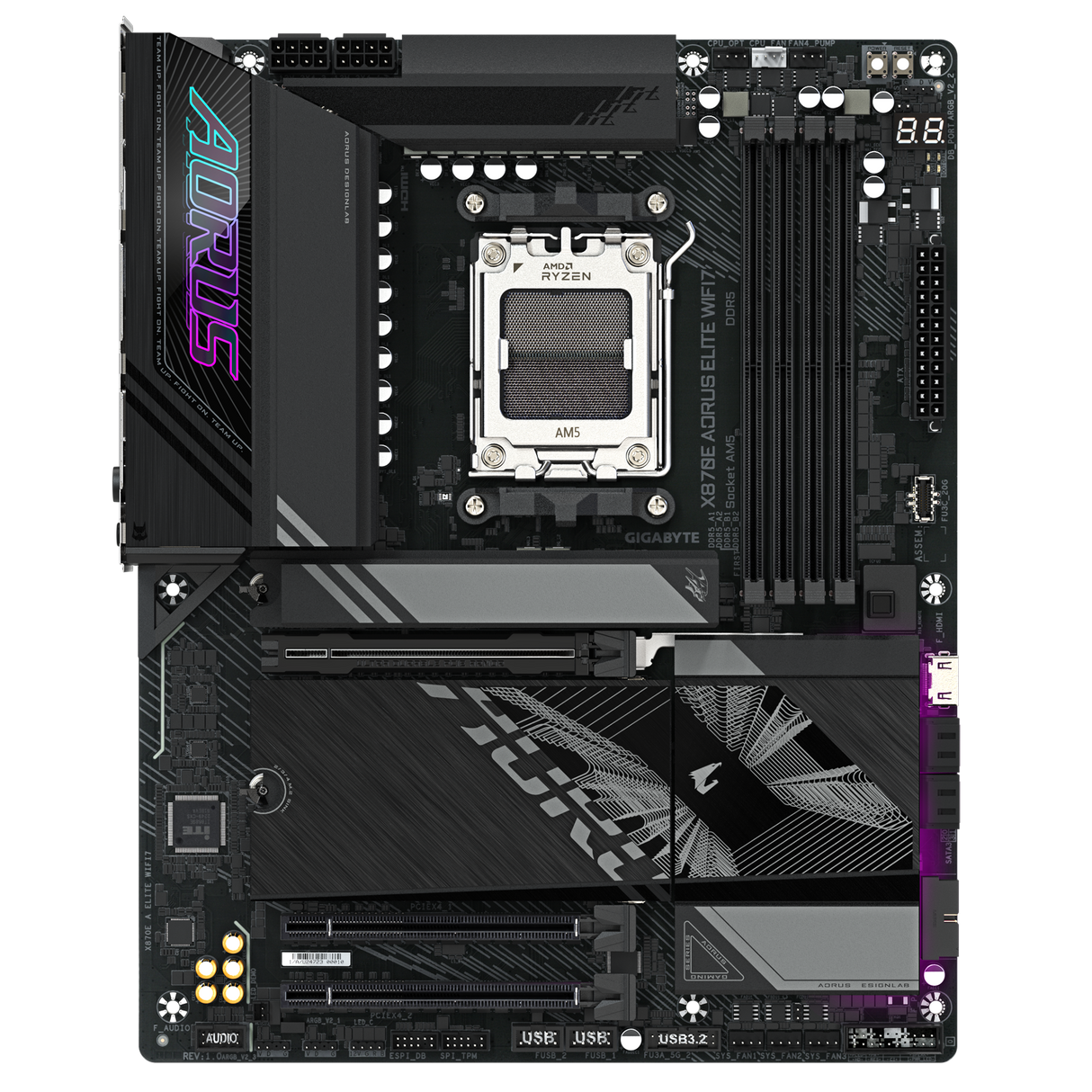 GIGABYTE X870E AORUS Elite WIFI7 AMD AM5Motherboard, ATX, DDR5, 4X M.2, PCIe 5.0, USB4