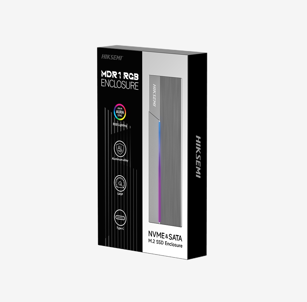HIKSEMI M.2 NVME & SATA SSD Enclosure ASUS Aura RGB SYNC USB 3.2 Type-C HS-HUB-MDR1