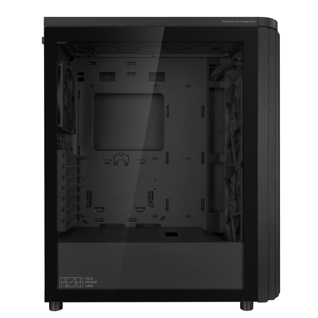 ASUS ProArt PA401 Tempered Glass Panel MID Tower ATX PC Case Wooden Front Panel Tempered Glass Side Panel 2 x 160 mm Ring Blade Fan Button Lock