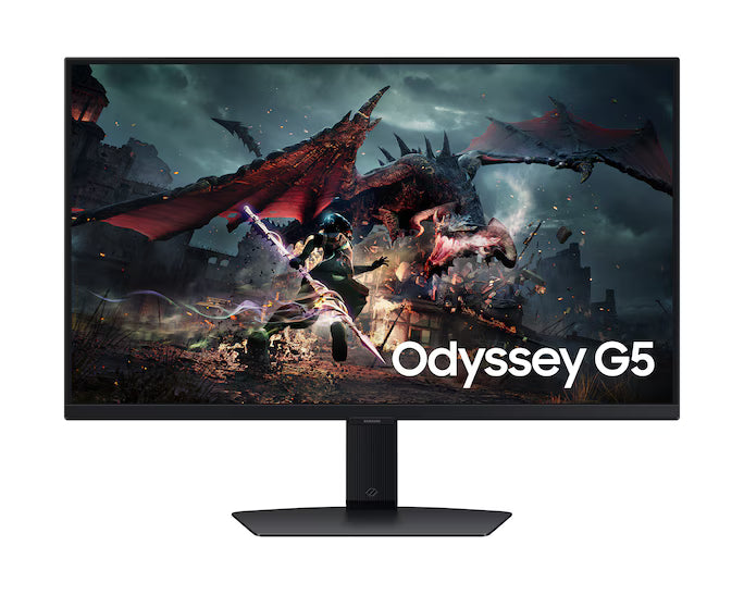 Samsung Odyssey G5 (G50D) 27-Inch 2K QHD Fast IPS 1ms G-Sync Compatible Gaming Monitor, 1ms, VESA DisplayHDR 400 180Hz AMD FreeSync Adjustable Stand Eye Saver Mode
