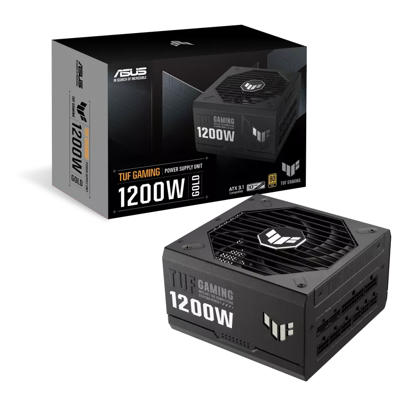 ASUS TUF Gaming 1200W Gold 1200 Watt Fully Modular Power Supply 80+ Gold Certified Military-grade Components Dual Ball Bearing Axial-tech Fan, PCB Coating