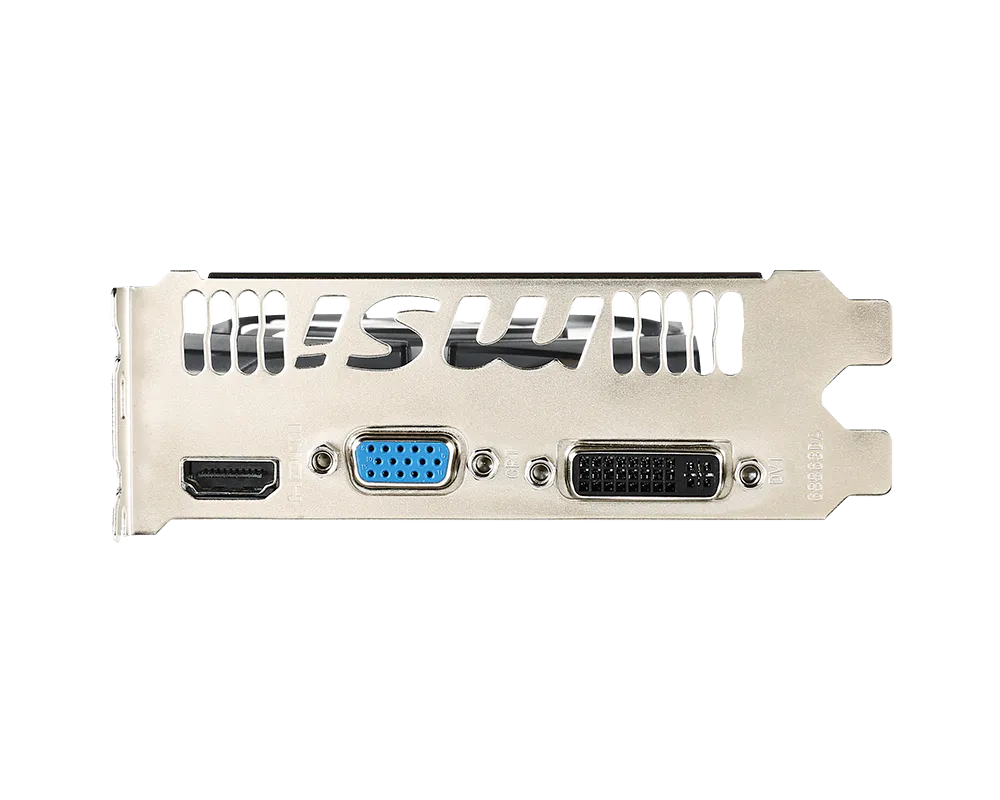 Computer graphics card with HDMI, VGA, and DVI connectors on a white background