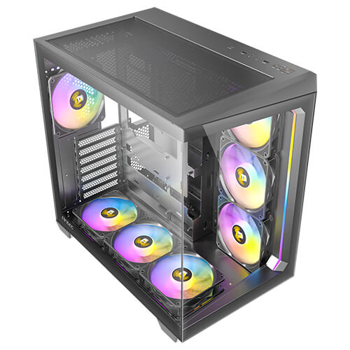 Antec C5 ARGB 7 x 120mm ARGB PWM Fans Included, Up to 10 Fans , Type-C 3.2 Gen 2 Port, Seamless Tempered Glass Front & Side Panels, 360mm Radiator Support, Mid-Tower ATX PC Case