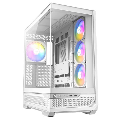Antec C7 ARGB 4 x 120mm ARGB PWM Fans Included, Vertical GPU Cooling, Type-C 10Gbps, Seamless Tempered Glass Front & Side Panels, 360mm Radiator Support, Mid-Tower E-ATX PC Case
