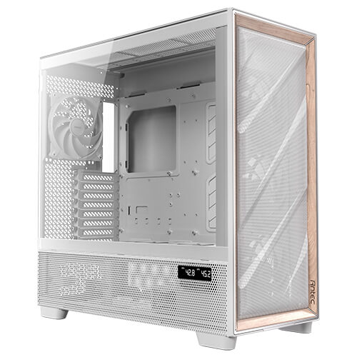 Antec FLUX PRO full tower case supporting E-ATX to ITX motherboards, with tempered glass panels, 6 included PWM fans, up to 420mm radiator support