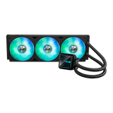 ASUS Prime LC 360 ARGB all-in-one CPU liquid cooler with specially designed CPU contact area and finned channels, water block with infinity mirror lens options pre-installed ARGB fans and Aura lighting