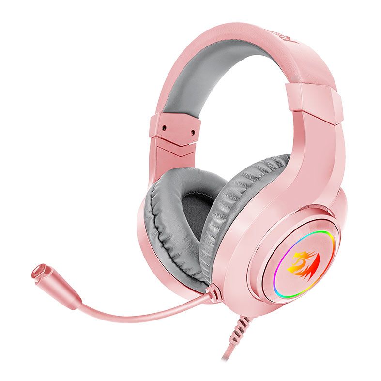 Redragon H260 Hylas Wired Gaming Headset – 50mm Drivers, Stereo Surround, Noise Cancelling Mic & Dynamic RGB (Black / White / Pink)