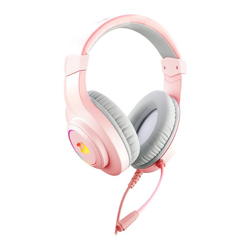 Redragon H260 Hylas Wired Gaming Headset – 50mm Drivers, Stereo Surround, Noise Cancelling Mic & Dynamic RGB (Black / White / Pink)
