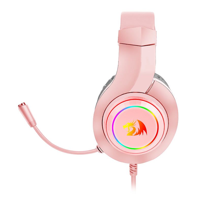 Redragon H260 Hylas Wired Gaming Headset – 50mm Drivers, Stereo Surround, Noise Cancelling Mic & Dynamic RGB (Black / White / Pink)