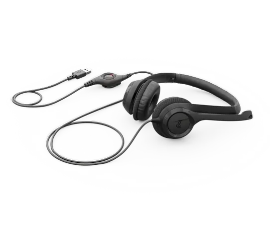 سماعة كمبيوتر Logitech H390 USB مع ميكروفون إلغاء الضوضاء - أسود