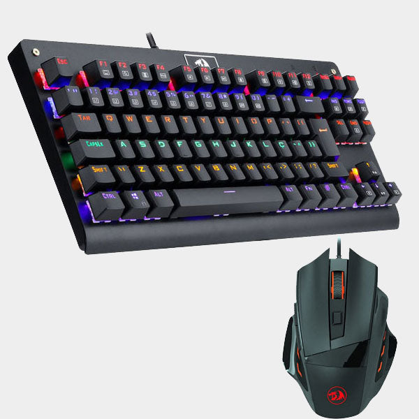 Redragon K568R-BA Gaming Combo – Rainbow TKL Gaming Mechanical KB Blue Switch + M609 Gaming Mouse – 3,200 DPI – Black