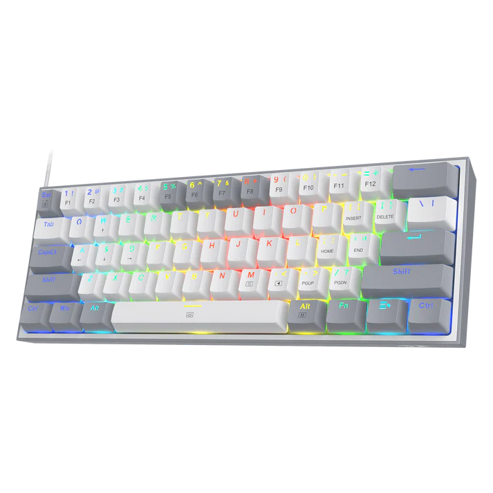 Redragon K617 FIZZ 60% RGB Gaming Keyboard White & Grey