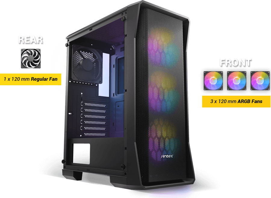 ANTEC NX360 Elite Mid-Tower 4 Fan + PSU Antec Atom V450 Gaming Case