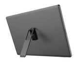 Black tablet stand on a white background
