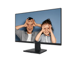 Monitor displaying two people making a 'see no evil' gesture with their hands.
