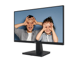 Monitor displaying two children making eye shapes with their hands on a blue background