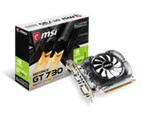 MSI GeForce GT 730 graphics card with packaging on a white background