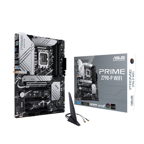 Asus Prime Z970-P WiFi motherboard with packaging on a white background
