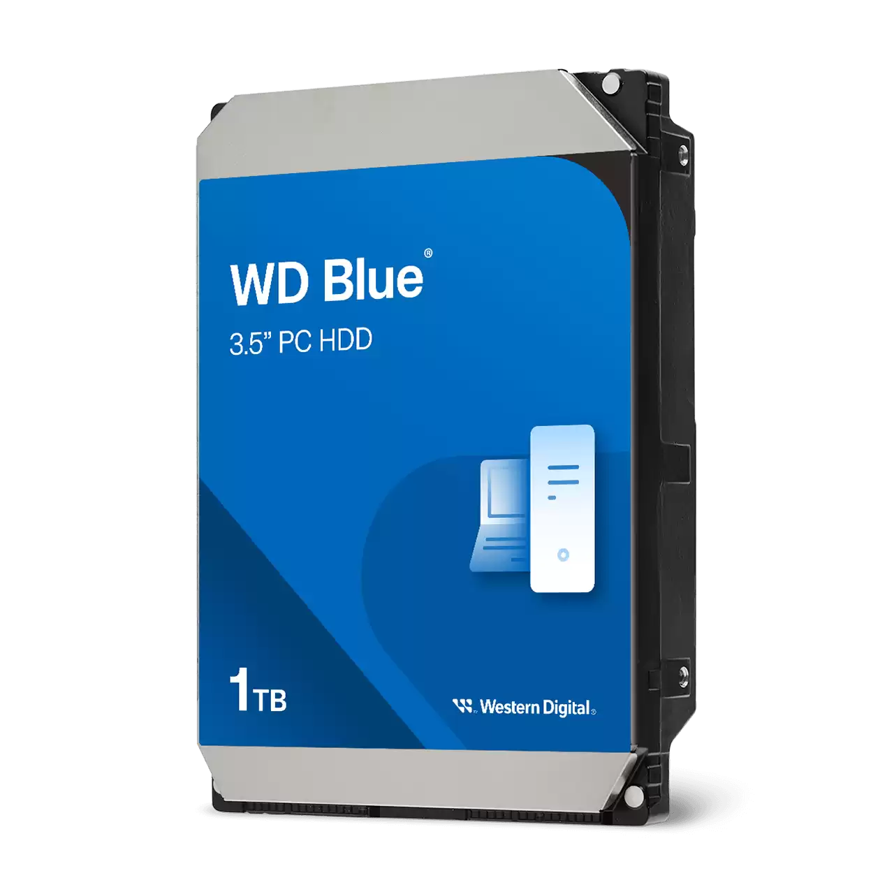 Western Digital WD Blue 1TB hard drive on a white background