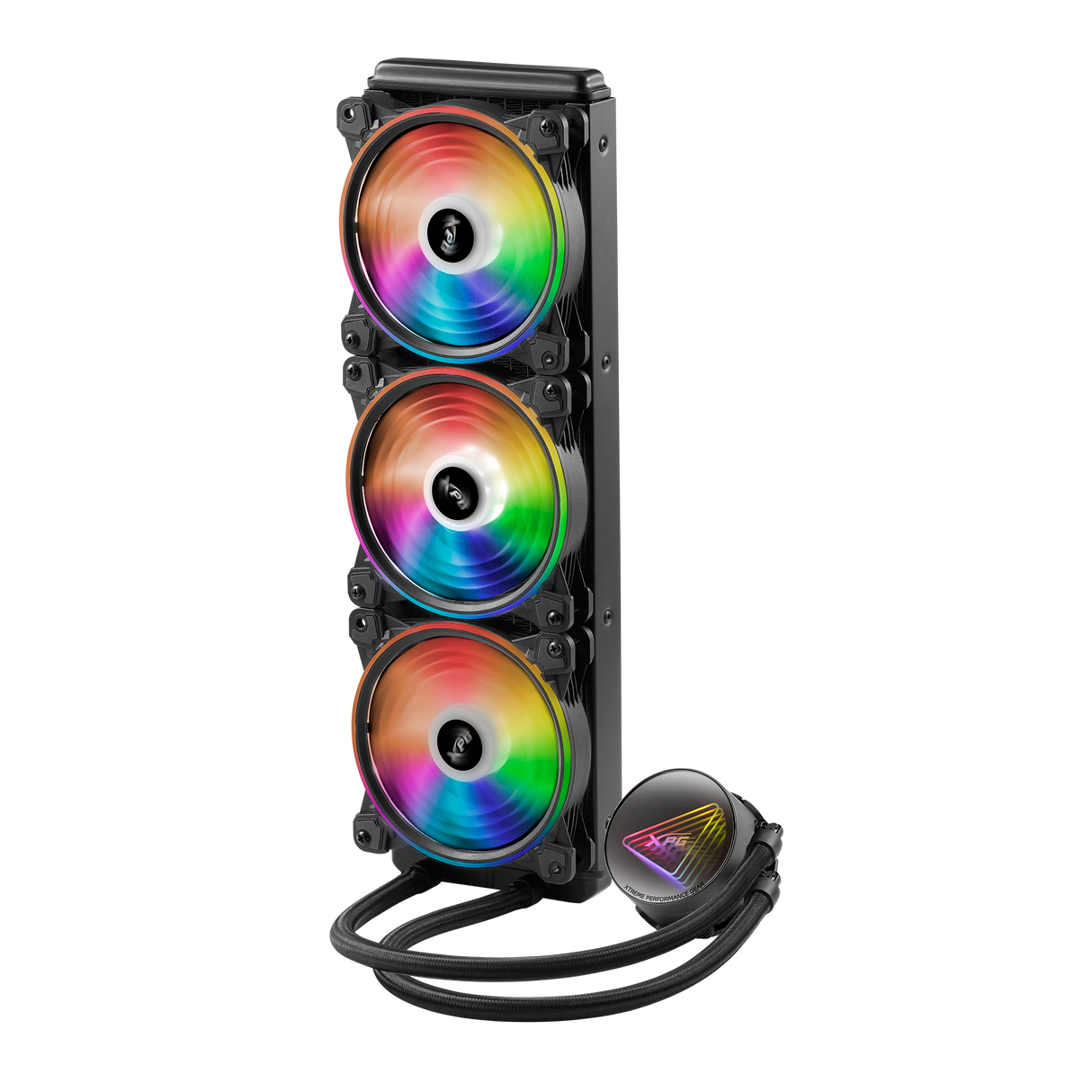 مبرد سائل لوحدة المعالجة المركزية XPG Levante X 360 ARGB الكل في واحد. أقصى قطر للمروحة 4.72 بوصة، 0.2000 دورة في الدقيقة - محمل ديناميكي مائع. تعديل عرض النبضة رباعي الدبابيس 